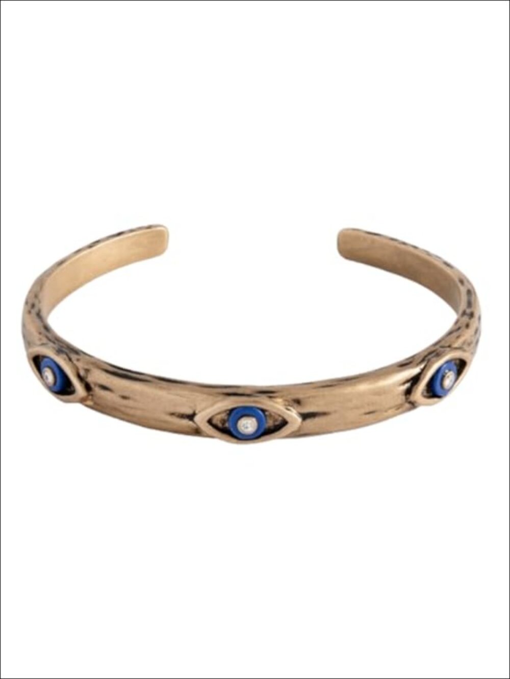 Antique Gold Cuff Bracelet - Evil Eye Design